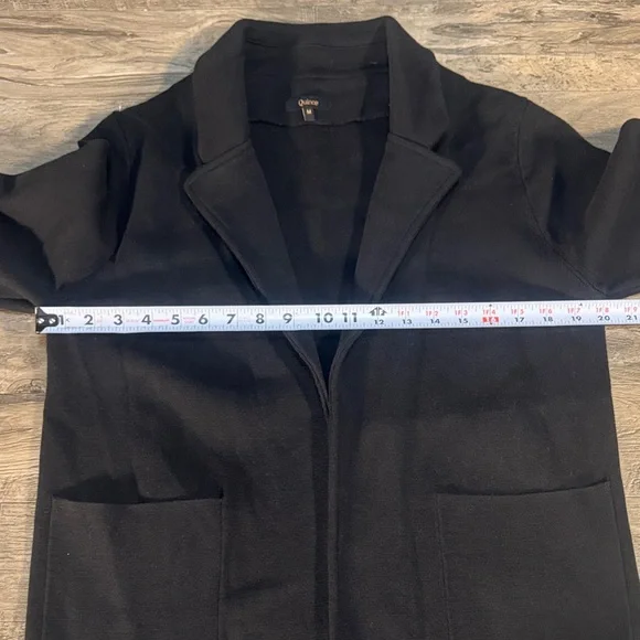 Quince 100% Cotton Black Open Front Knit Quarter Sleeve Cardigan - Size M - Picture 8 of 12